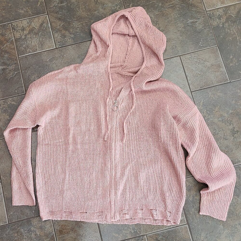 🥵 NWOT light pink full zip up sweater with hood